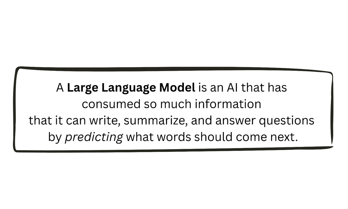 Line drawing definition of a large language model